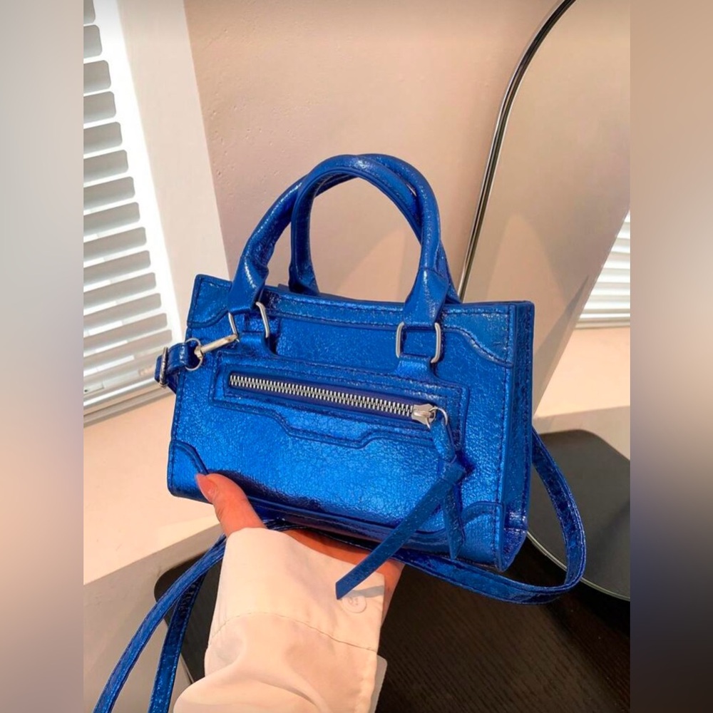 Blue Metallic Mini Crossbody bag